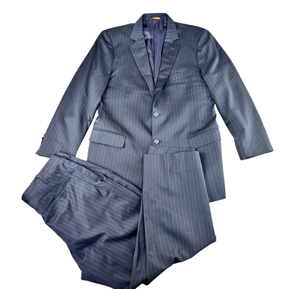 Brooks Brothers 1818 Fitzgerald Suit Mens 43R 38W Navy Pinstripe Wool Italy
